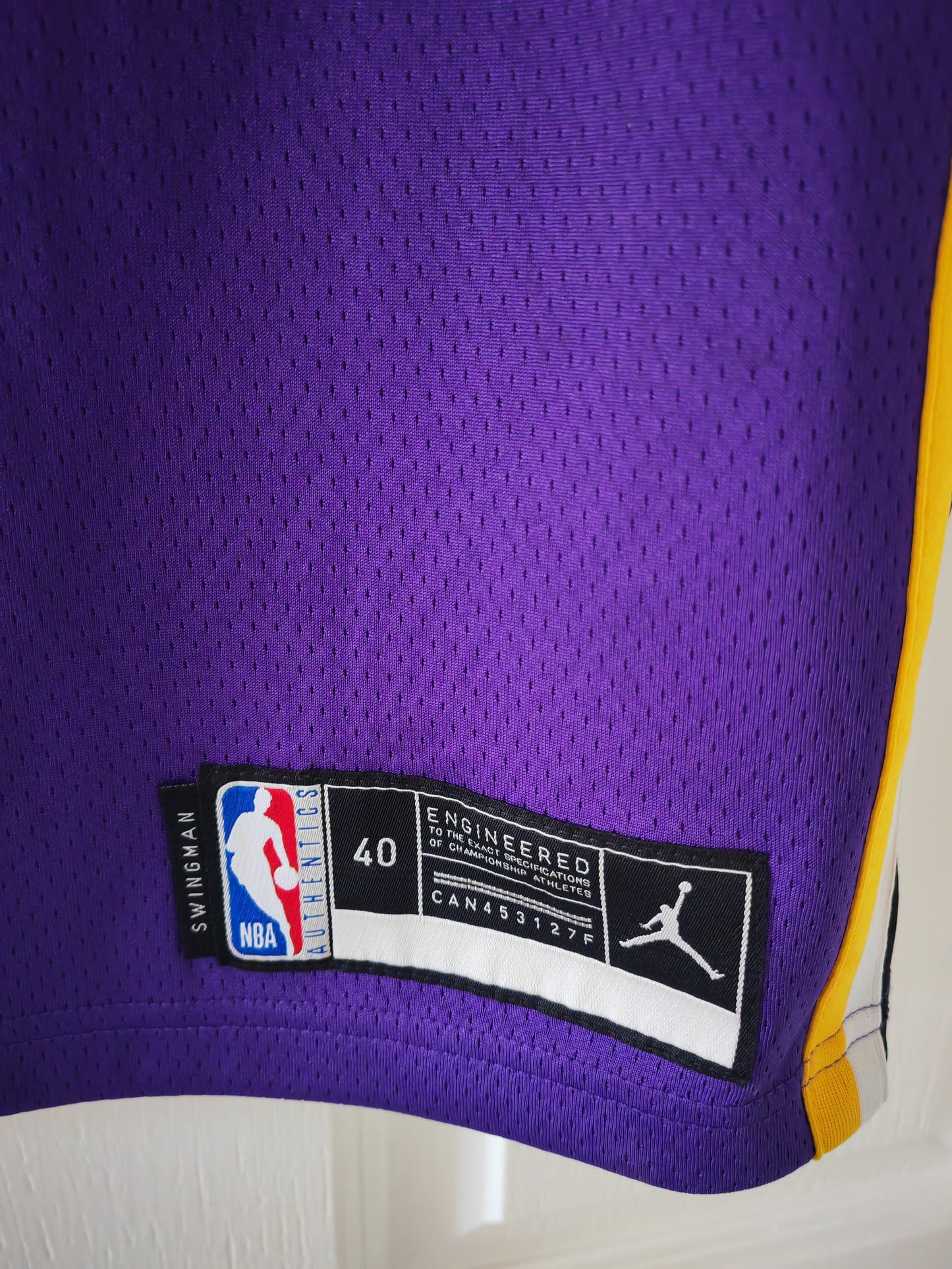 Jordan Los Angeles Lakers NBA Jersey, #6 James, Purple, Size Small