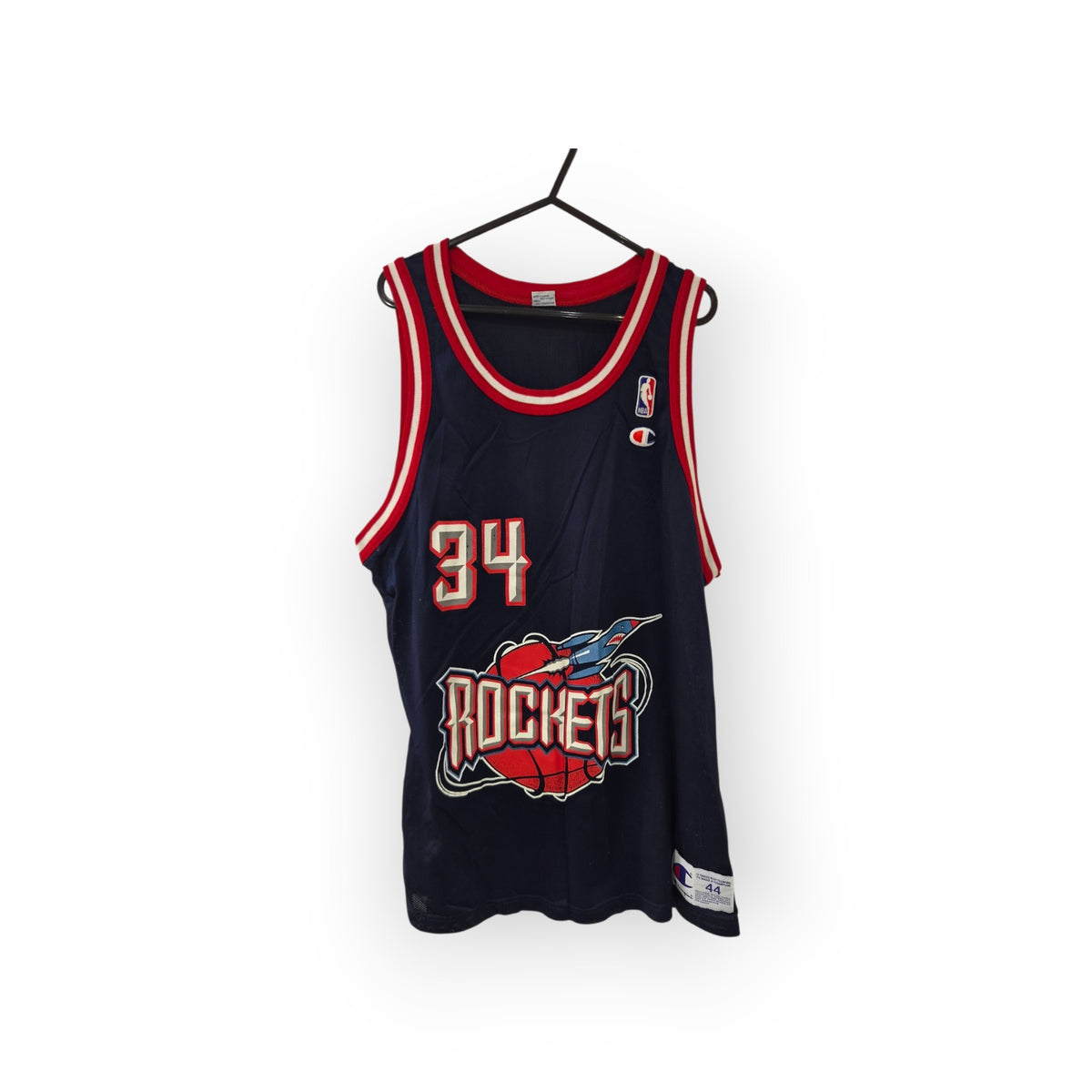 Champion Houston Rockets NBA Jersey, #34 Olajuwon, Navy Blue, Size 44 M/L