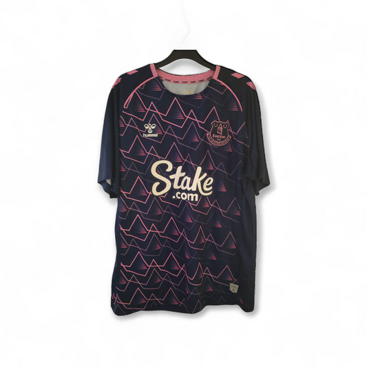 Hummel Everton FC Training/Warm Up Shirt, Navy/Pink, Size XL
