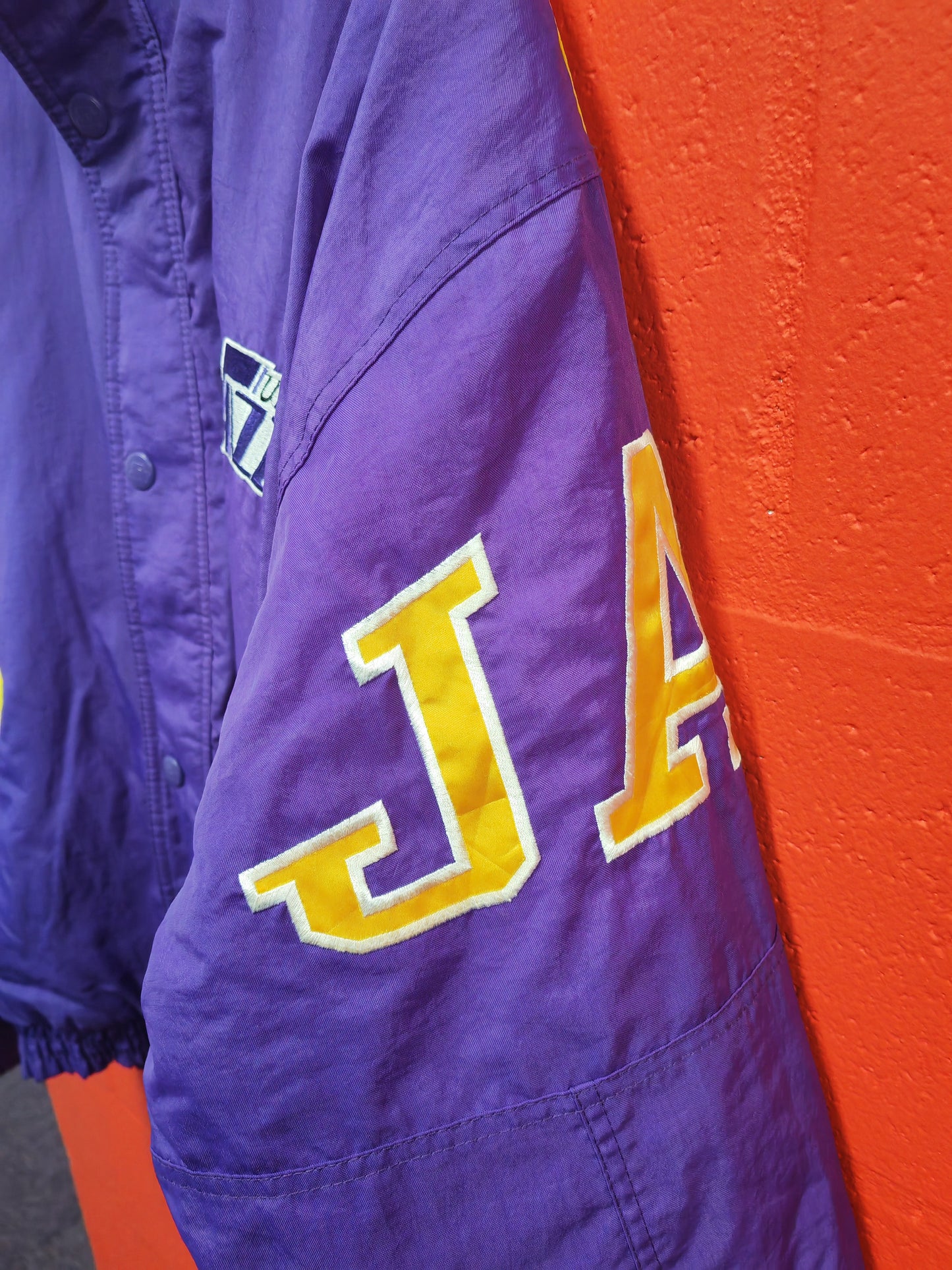 Starter Vintage Utah Jazz NBA Full Zip Jacket, Purple/Yellow, Size Medium