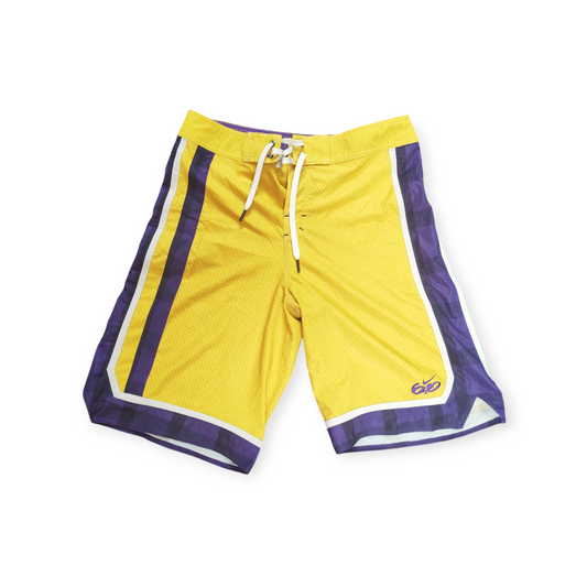 Nike 6.0 Skateboarding/Swimming Shorts, Yellow/Purple, Size Medium