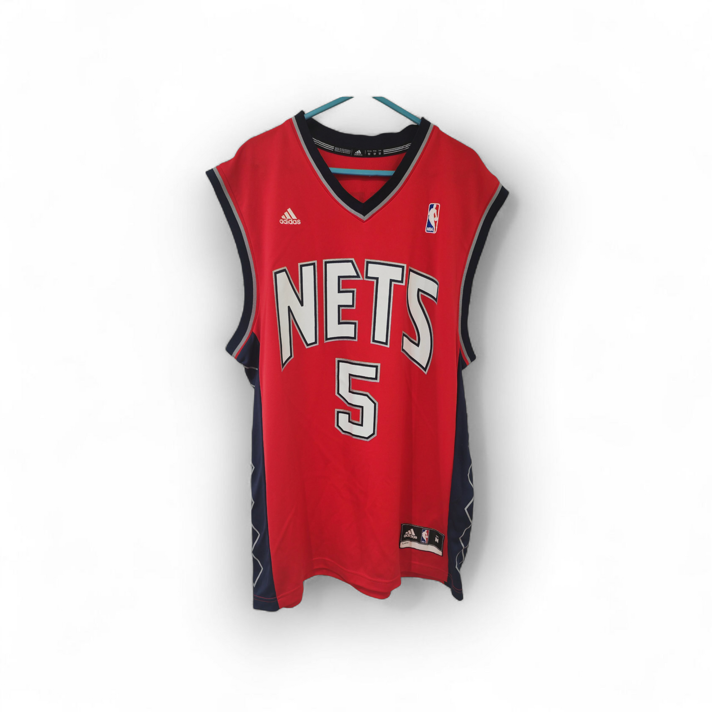 Adidas New Jersey Nets NBA Basketball Jersey, #5 Kidd, Red, Size Medium