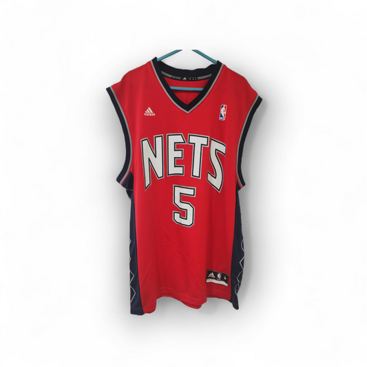 Adidas New Jersey Nets NBA Basketball Jersey, #5 Kidd, Red, Size Medium
