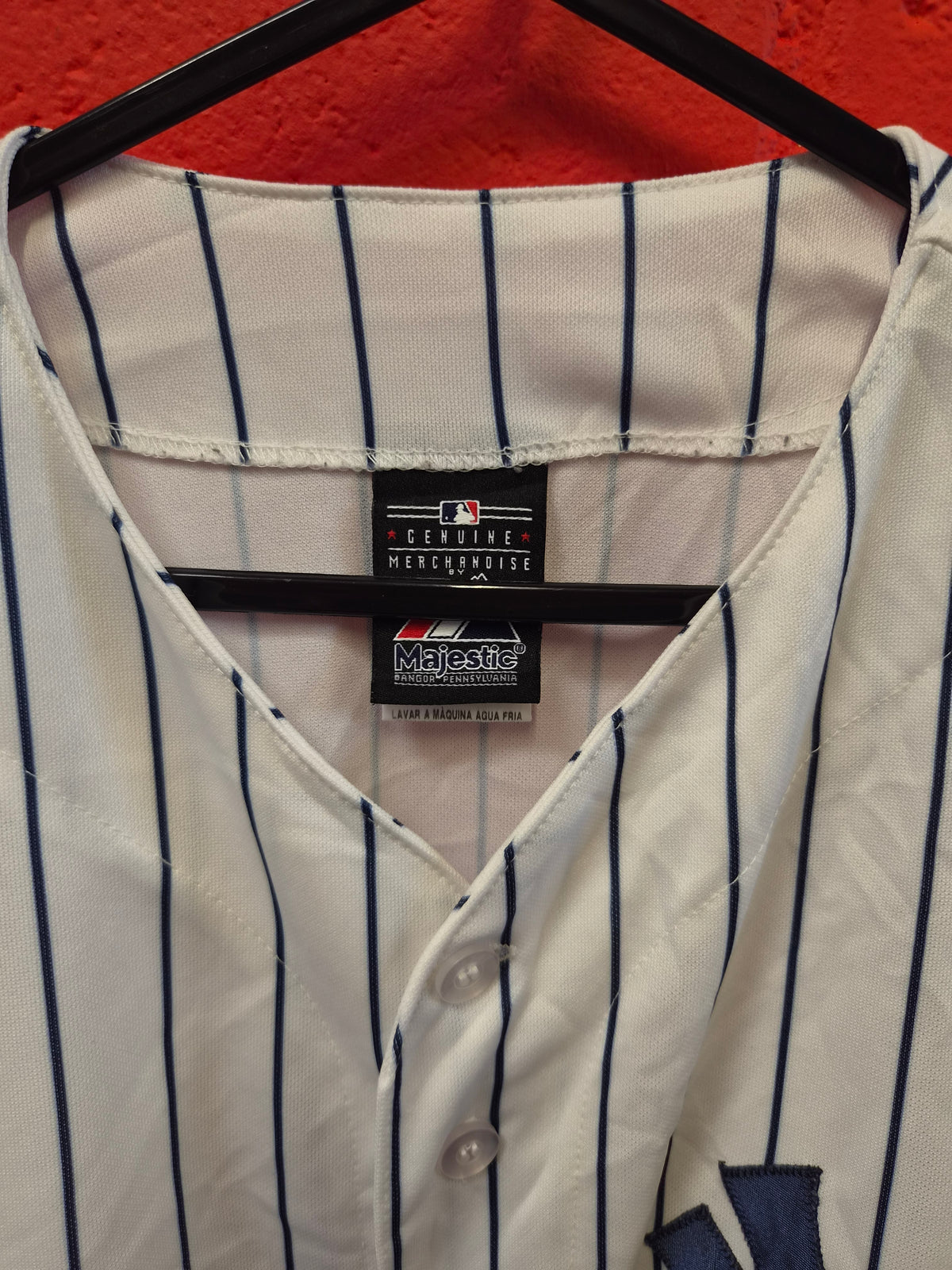 Majestic New York Yankees MLB Jersey, White, Size Large