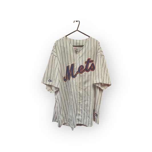 Majestic New York Mets MLB Baseball Jersey, #57 Santana, White/Blue, Size XL/XXL