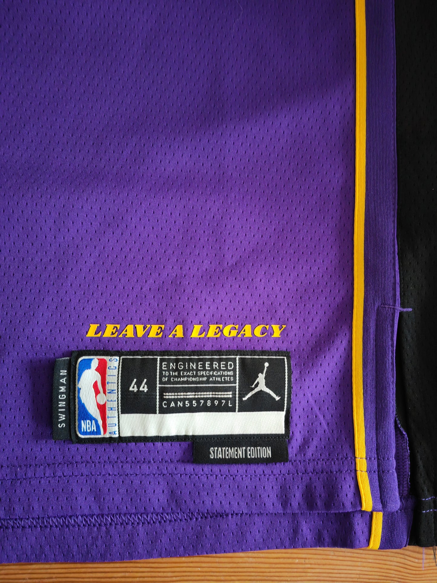 Jordan Los Angeles Lakers Statement Edition NBA Jersey, #6 James, Purple, Size Medium