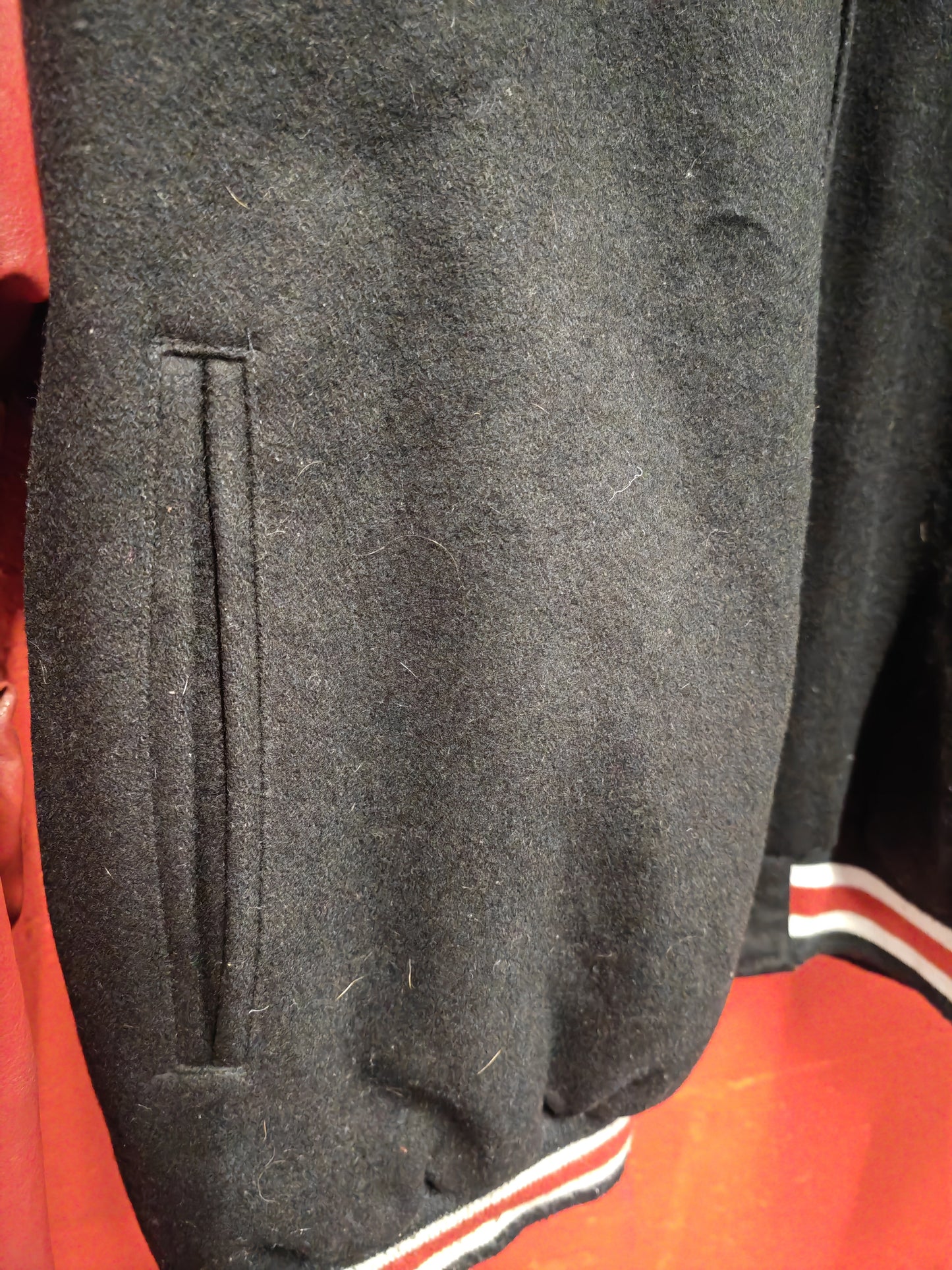 Steve & Barry's Wisconsin Badgers NCAA Leather Varsity Jacket, Black/Red, XXL