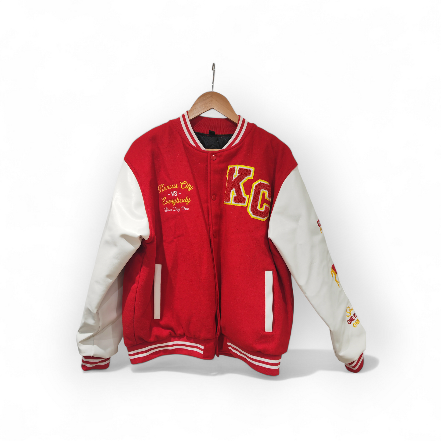 Grind Addict Co Kansas City Chiefs, Kansas City Vs Everybody Letterman Jacket, Local KC Company, Large