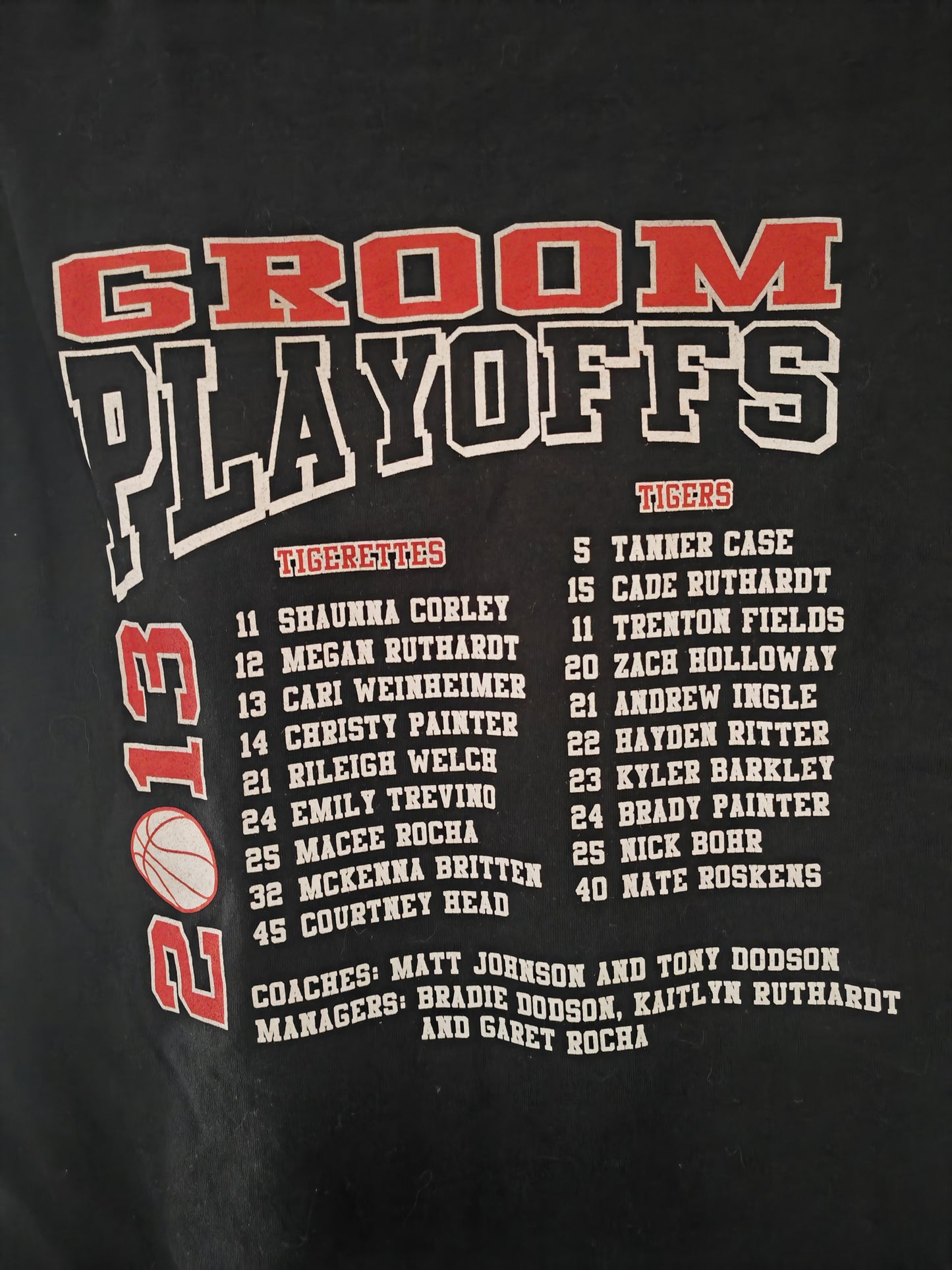 Gildan Groom Tigers High School Basketball Playoffs T Shirt, Black, Size Small
