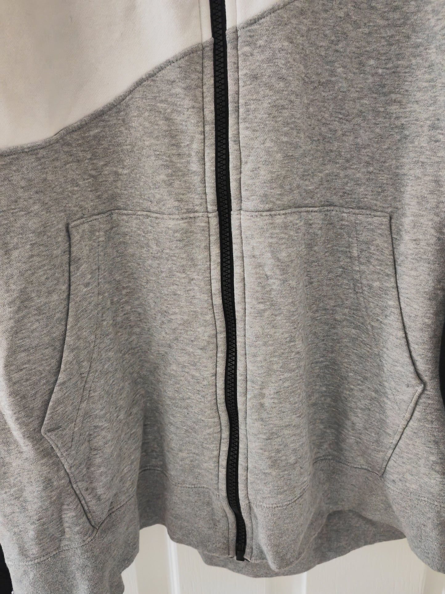 Nike Full Zip, Long Sleeve Casual Hoodie, Grey/White/Black, Size XL