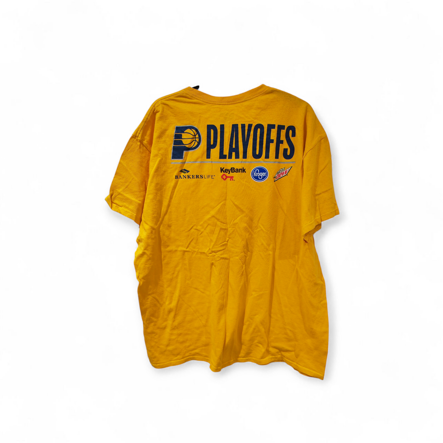 Main Gate Indiana Pacers NBA Playoffs T Shirt, Yellow, Size XL