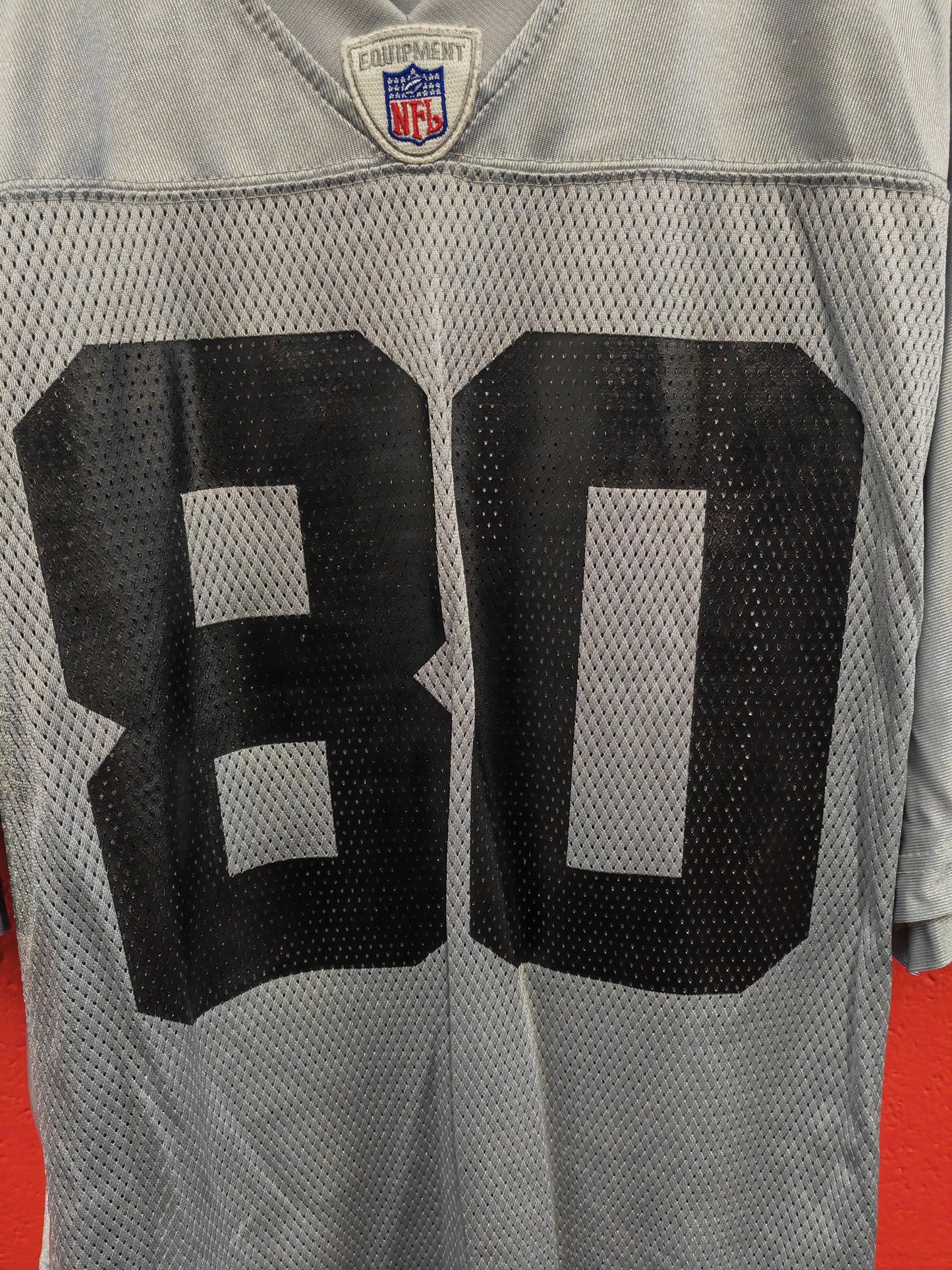 Reebok Oakland/Las Vegas Raiders NFL Jersey, #80 Rice, Grey, Size Small