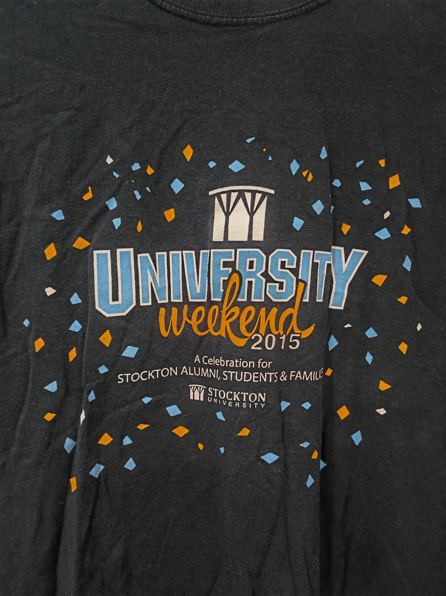 Gildan Stockton University Weekend 2015 Short Sleeve T Shirt, Black, Size Medium
