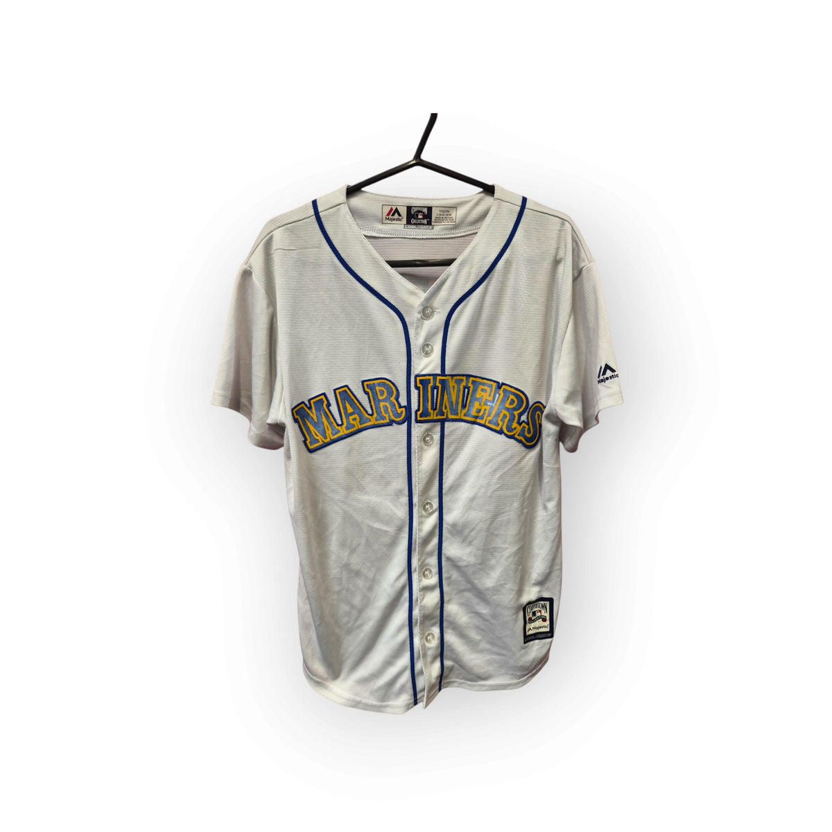 Youth Majestic Seattle Mariners MLB Baseball Jersey, #24 Griffey, White, Size YL