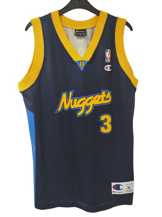 Youth Champion Denver Nuggets NBA Jersey, #3 Iverson, Navy Blue, Size Youth XL
