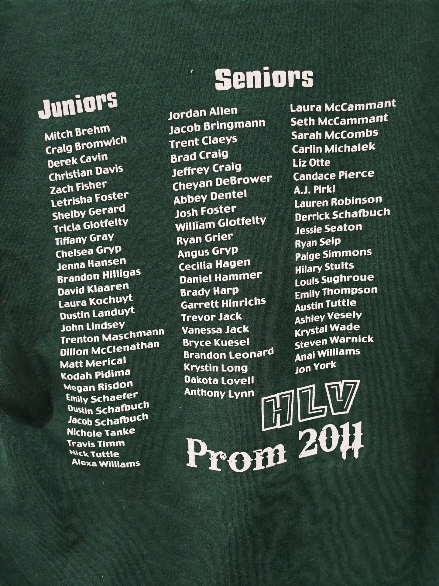 Champion HLV Prom 2011 'Welcome To The Jungle' T Shirt, Green, Size Medium