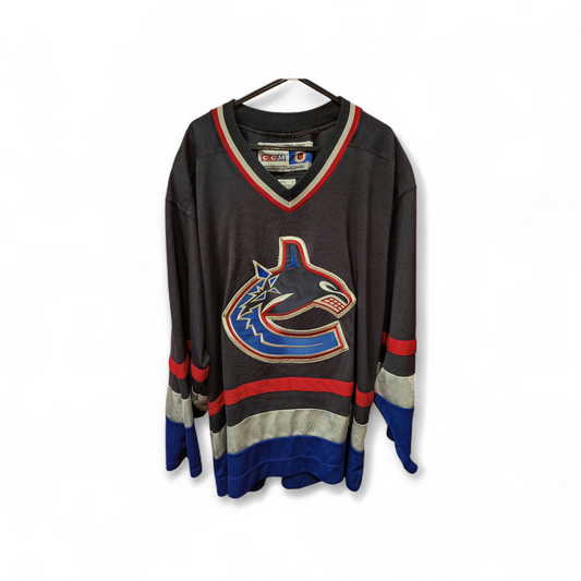 CCM Vancouver Canucks NHL Hockey Jersey,  Navy Blue, Size Large