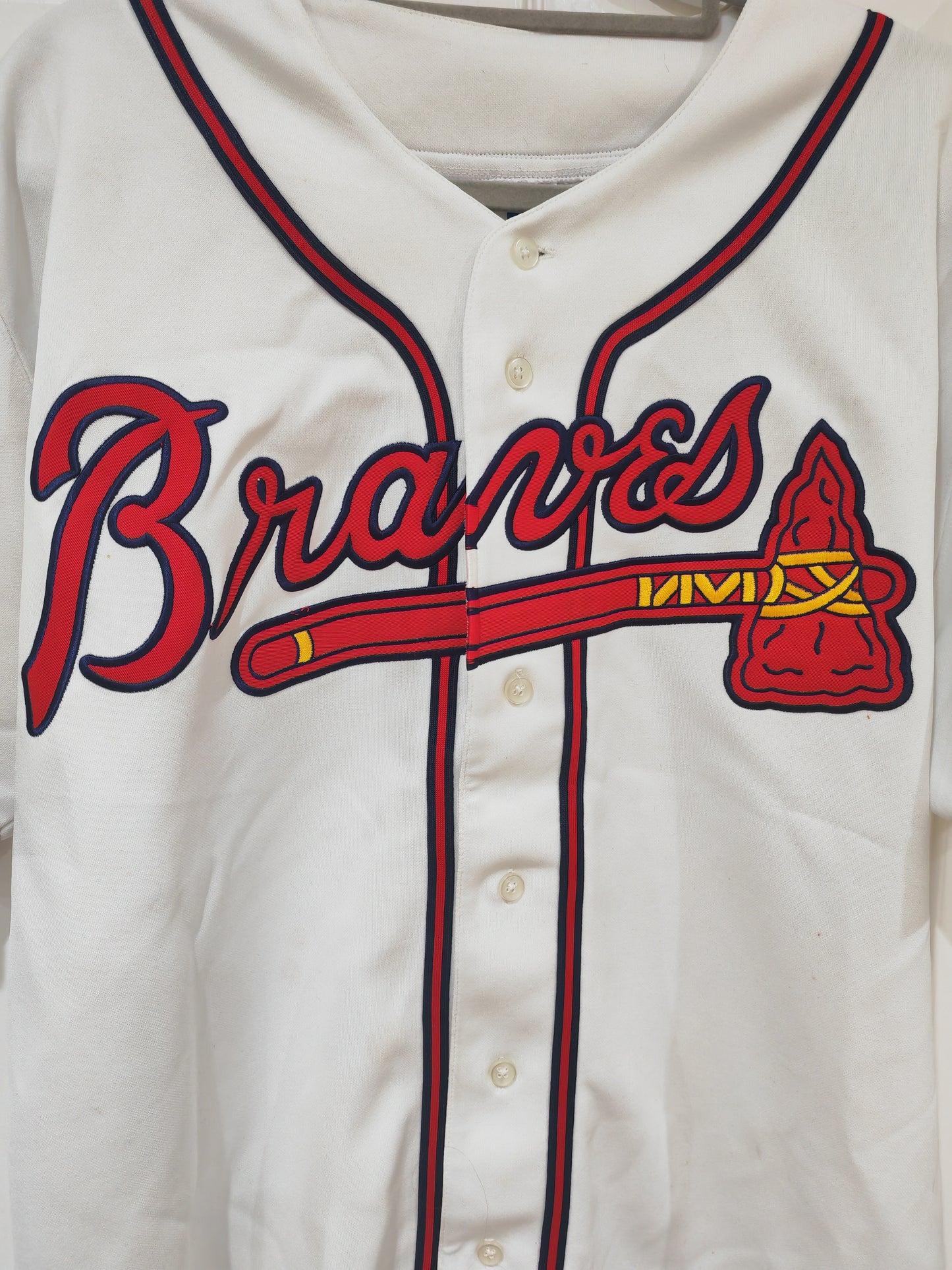 Russell Athletic Atlanta Braves Baseball Jersey, White, Size Medium