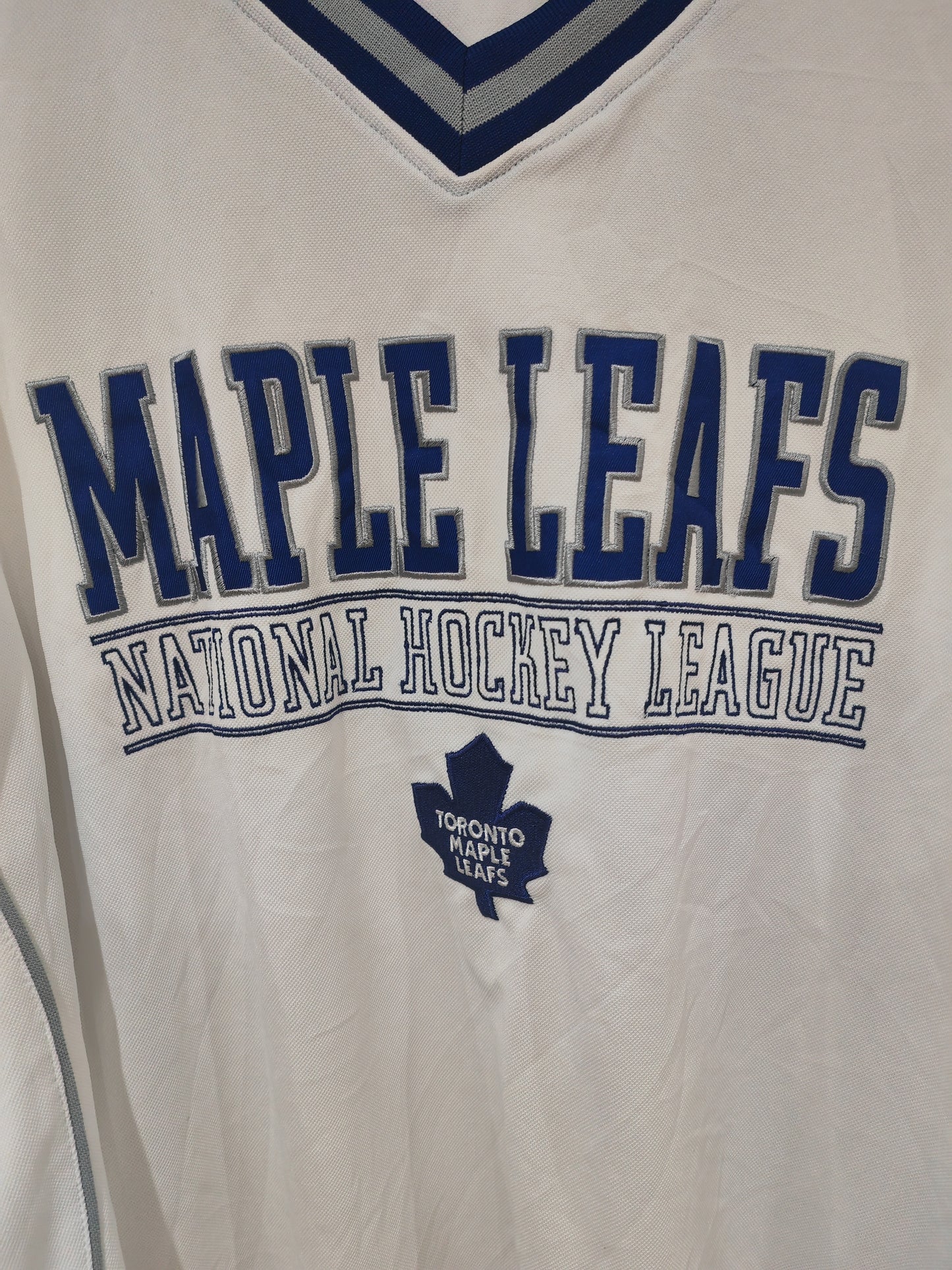 NHL Toronto Maple Leafs Long Sleeve Jersey Style T Shirt, White, Size Large