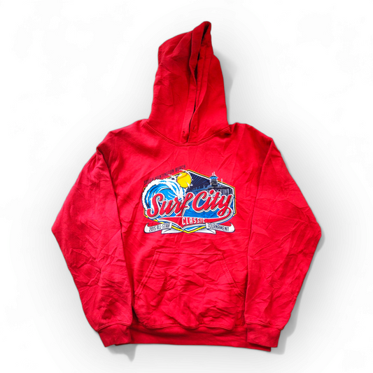 Gildan 2015 All Star Surf Tournament Pullover Hoodie, Red, Size Medium