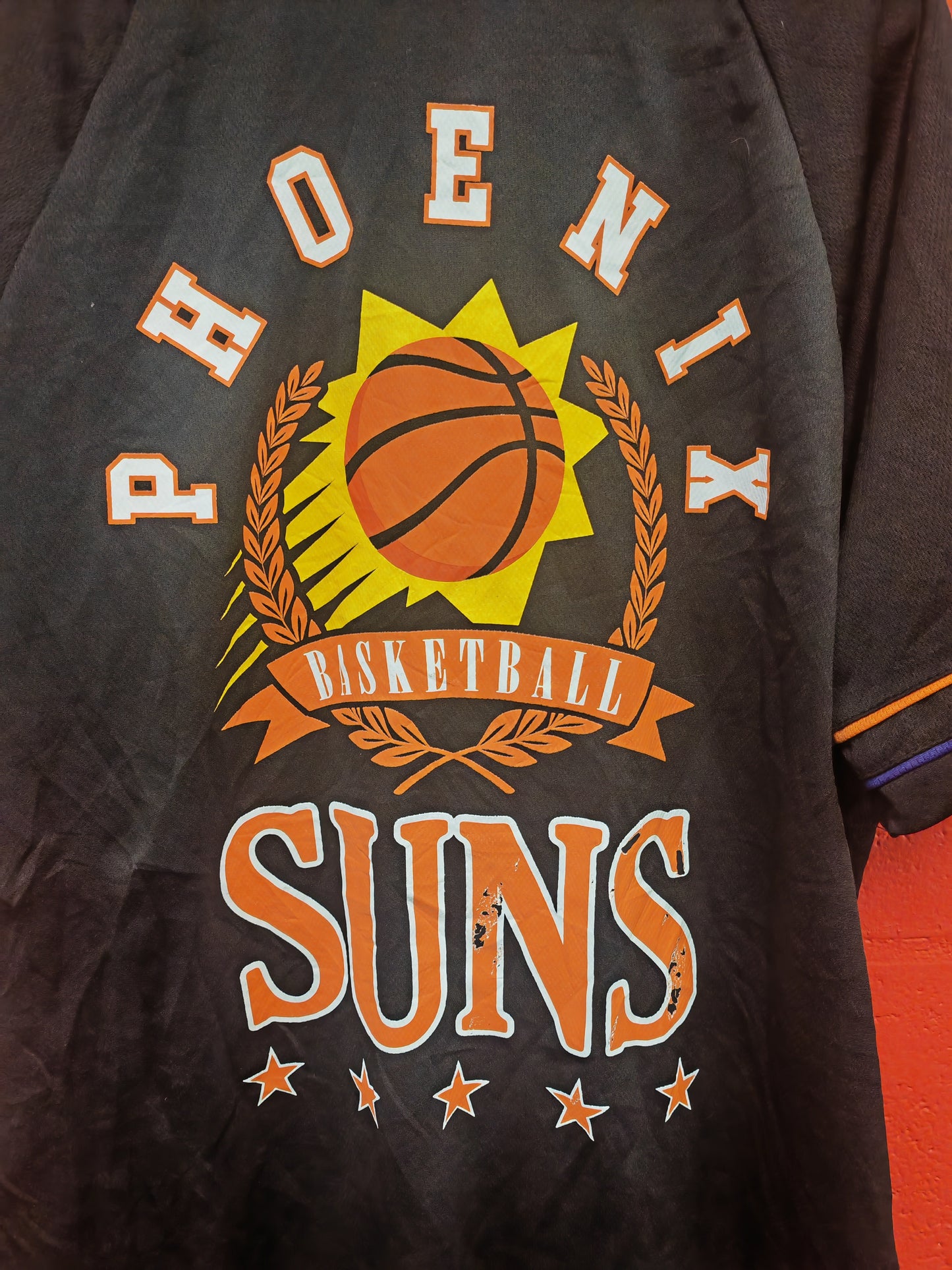 NBA Phoenix Suns Baseball Style NBA T Shirt/Jersey, Black, Size Small
