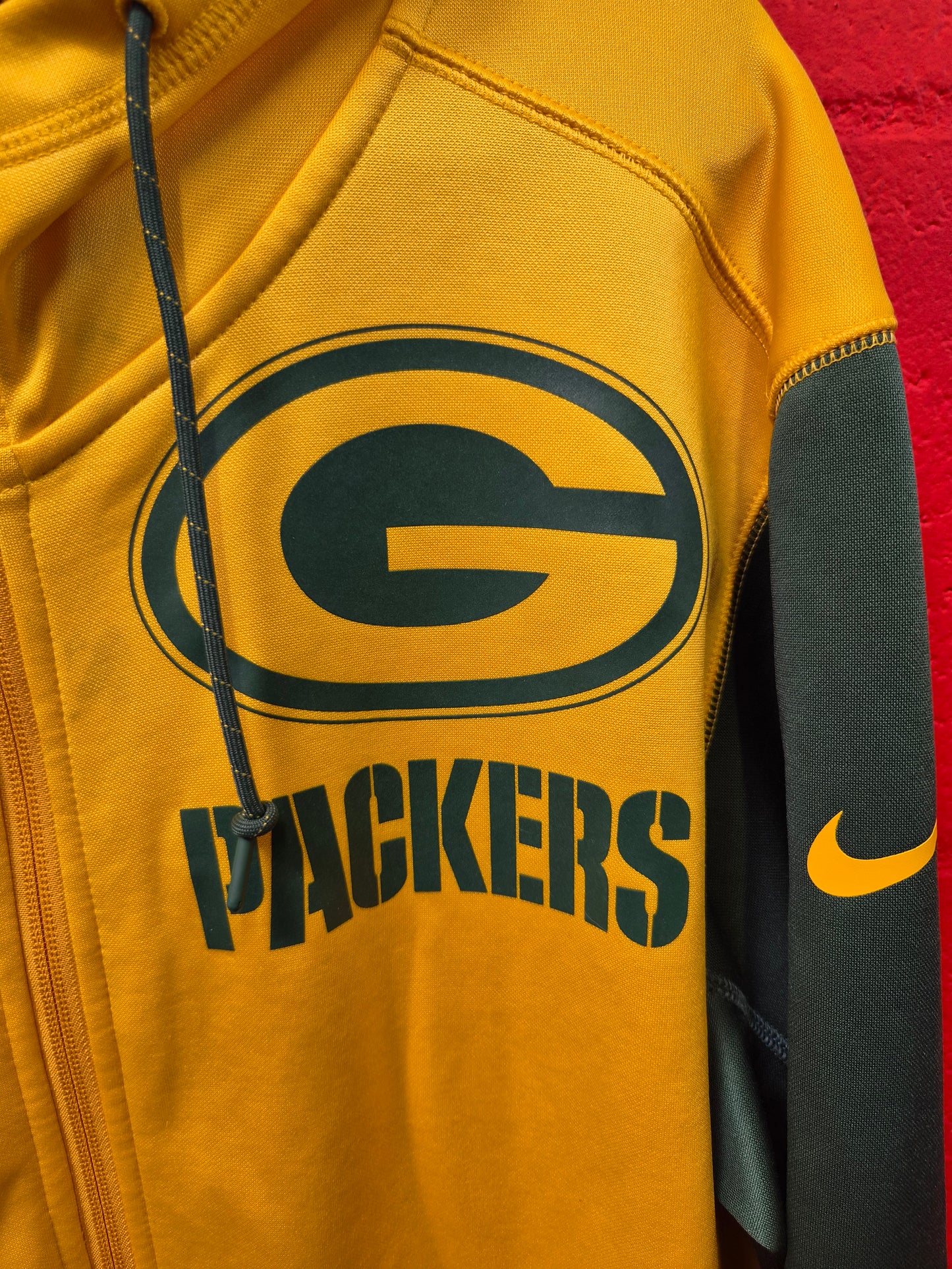 Nike Green Bay Packers Full Zip NFL Hoodie, Yellow/Green, Size Large