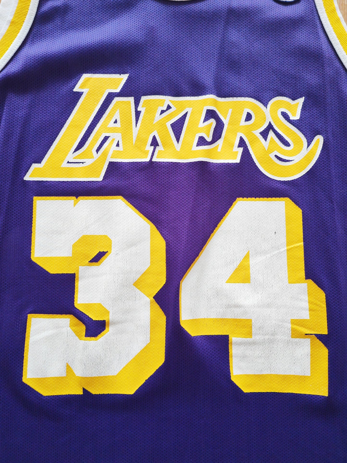 Vintage Champion Los Angeles Lakers NBA Jersey, #34 O'Neal, Purple, Size Medium