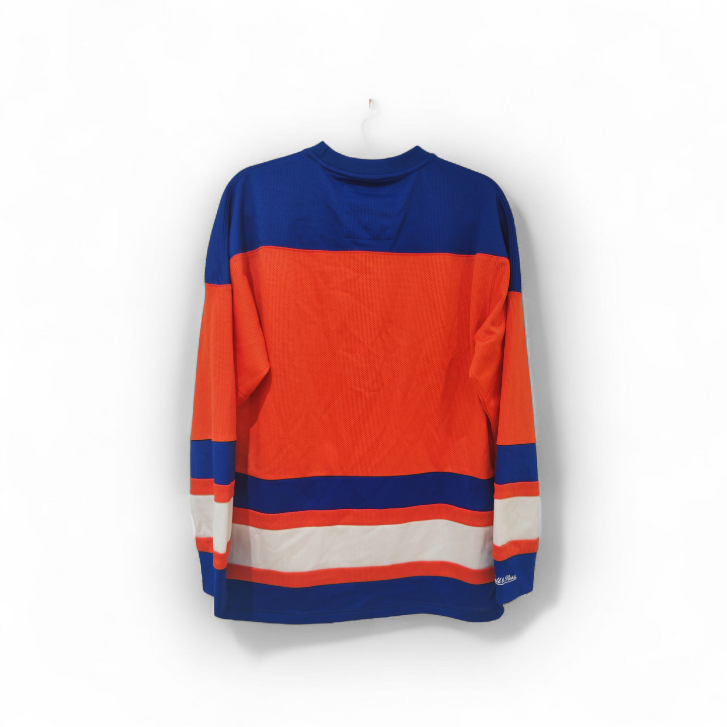Mitchell & Ness New York Knicks Hockey Style Jersey, Orange/Blue, Size Medium
