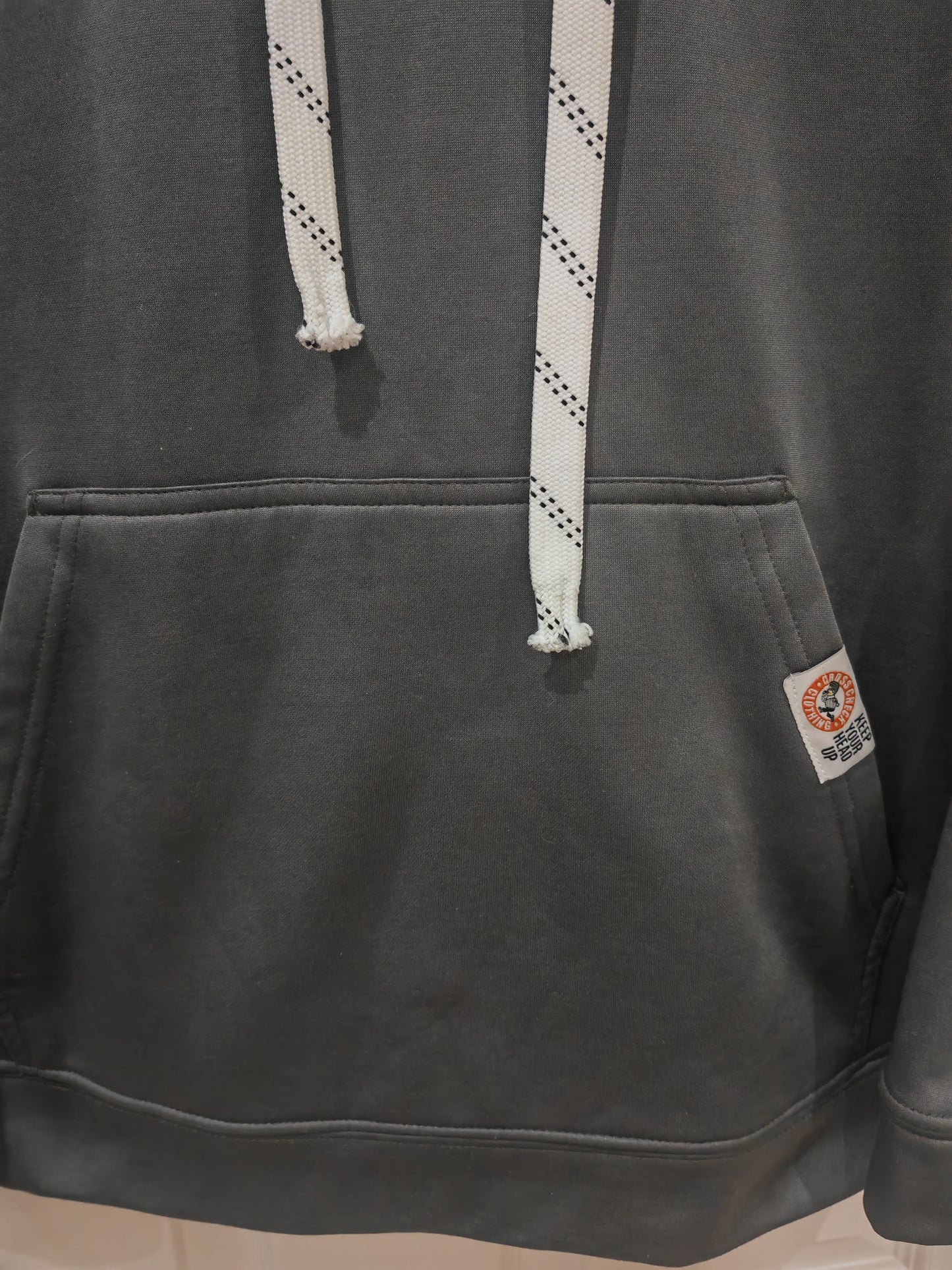 Cross Check Clothing Pullover Hoodie, Grey, Size Medium