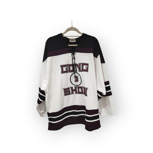K1 Sportswear Gong Show Ice Hockey Jersey, #3 Estes, White, Size Large