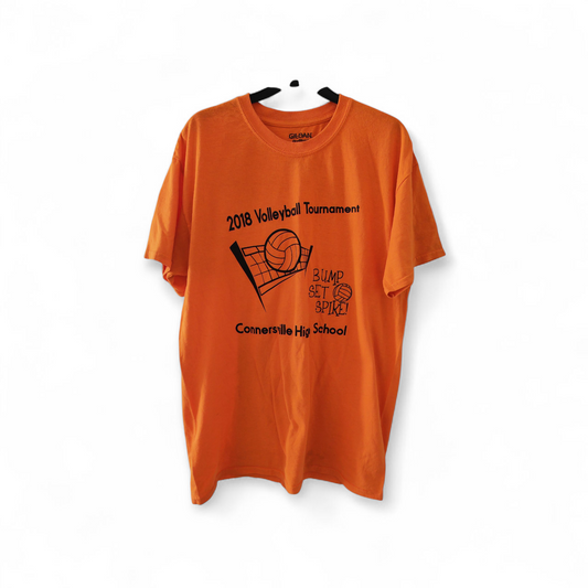 Gildan Connersville High School Volleyball T Shirt, Orange, Size Large