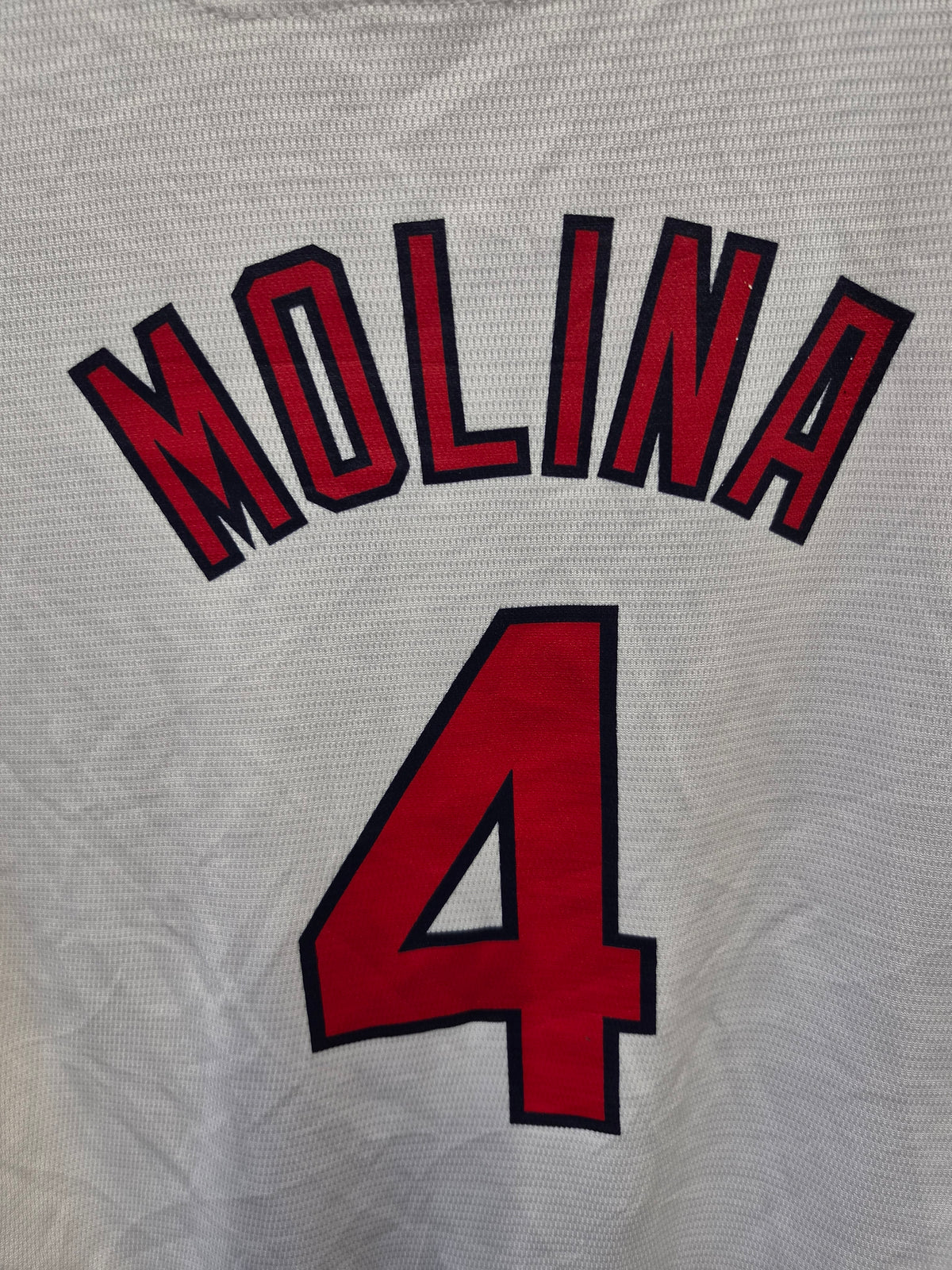 Youth Majestic St Louis Cardinals MLB Baseball Jersey, #4 Molina, White, Size YM