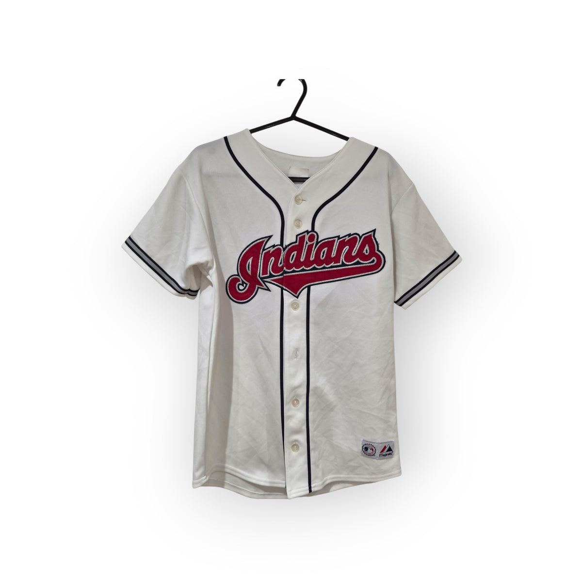 Youth Majestic Cleveland Indians/Guardians MLB Jersey, #24 Sizemore, White, YL