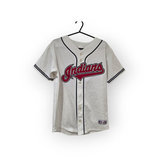 Youth Majestic Cleveland Indians/Guardians MLB Jersey, #24 Sizemore, White, YL