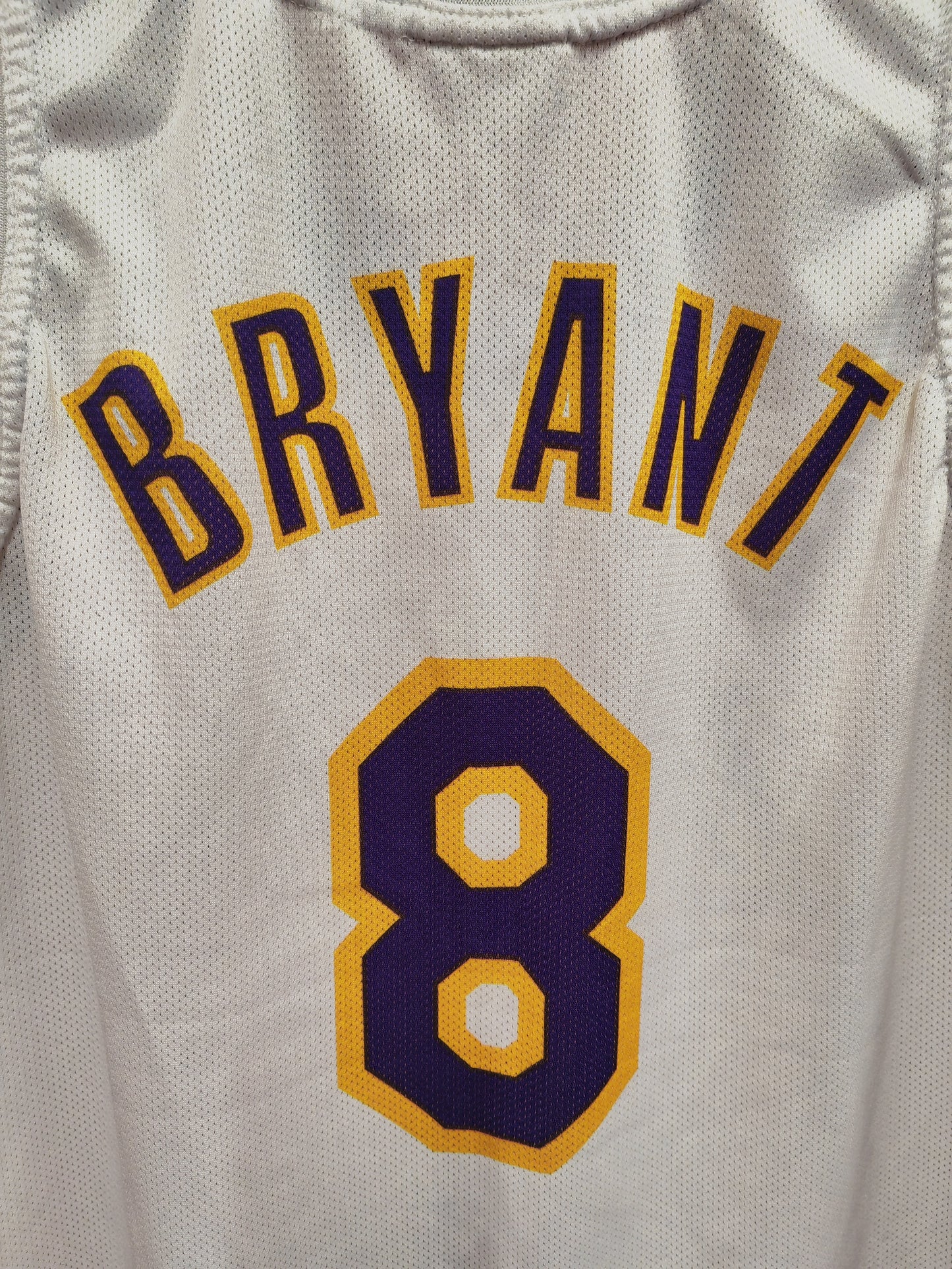 Champion Los Angeles Lakers NBA Jersey, #8 Bryant, White, Size Large