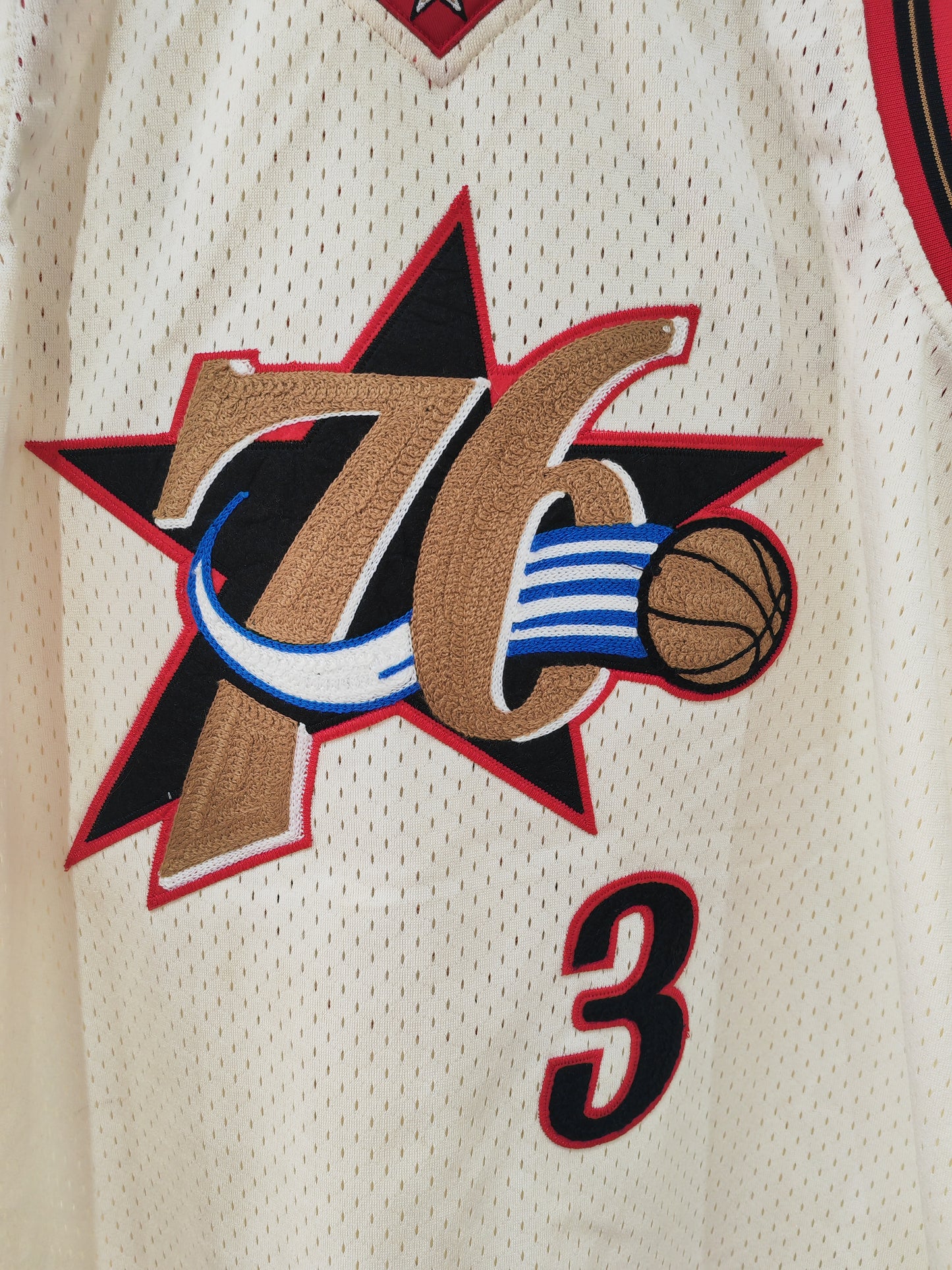 Mitchell & Ness Philadelphia 76ers NBA Chain Stitch Jersey, #3 Iverson, Size Large