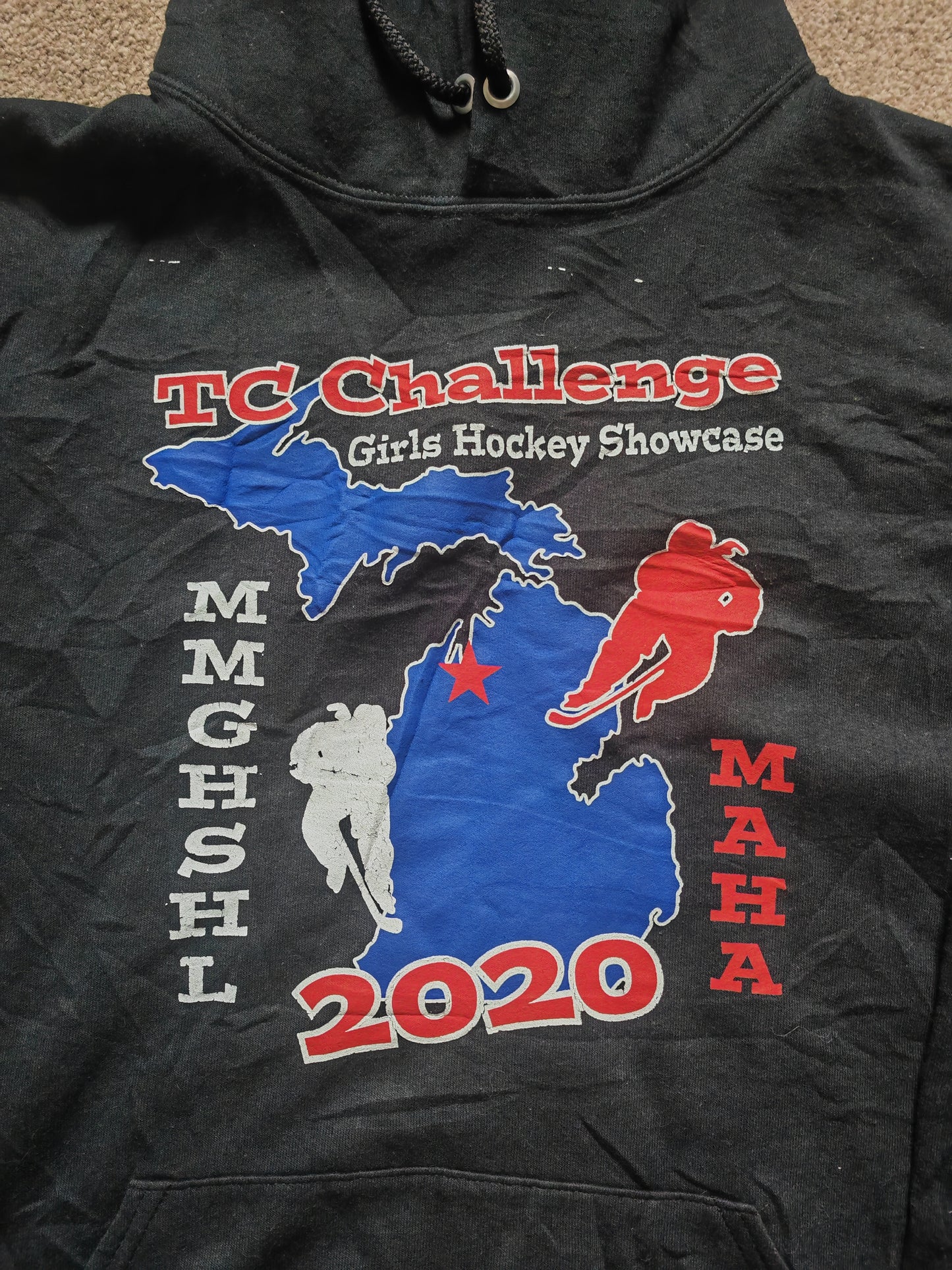 Jerzees Girls Hockey Showcase Pullover Hoodie, Black, Size Medium