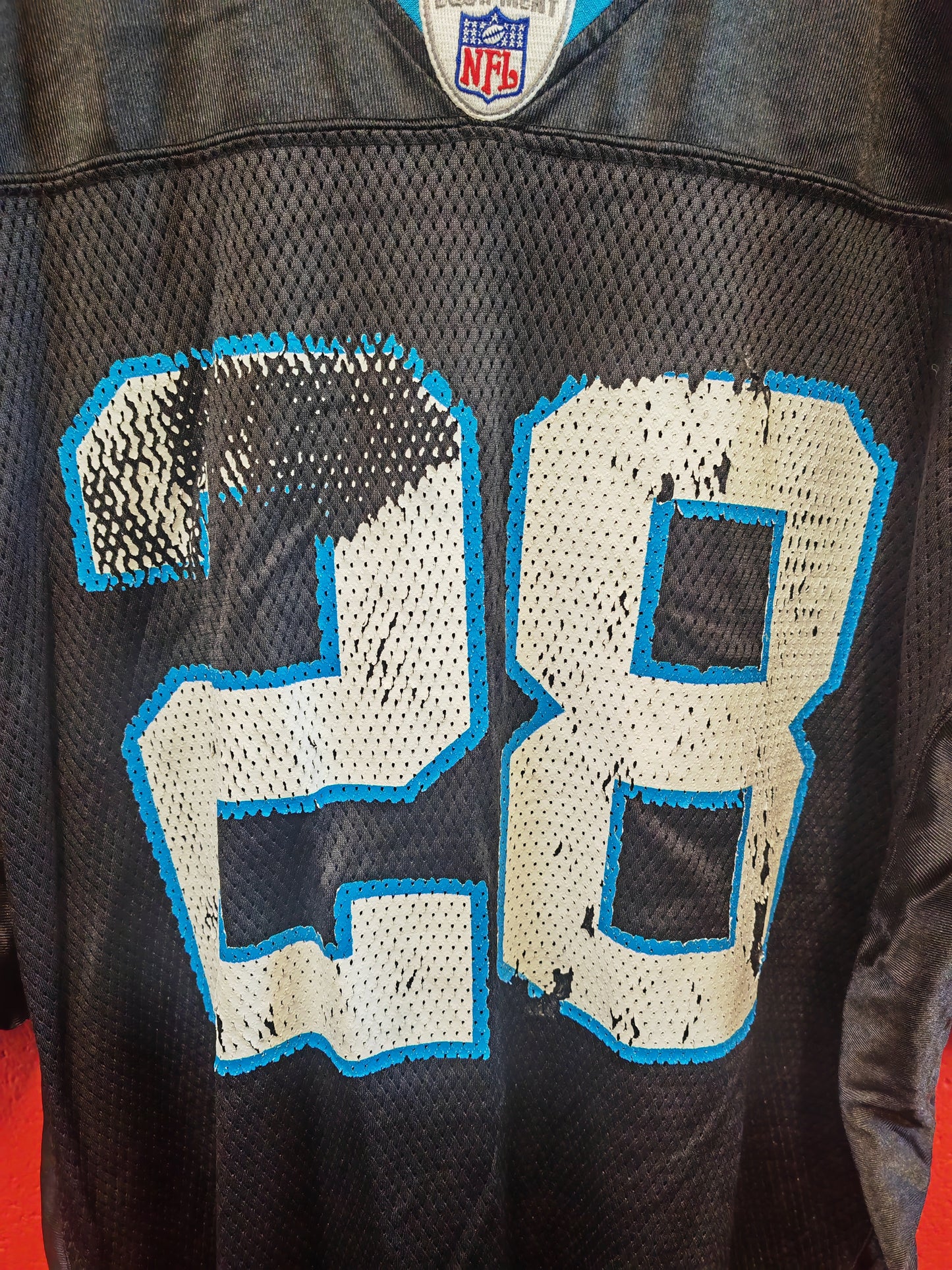 Reebok Carolina Panthers NFL Jersey, #28 Stewart, Black, Size Large