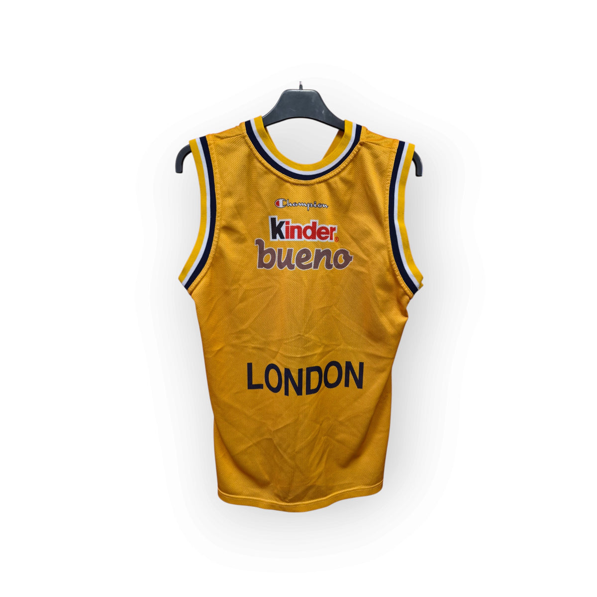 Champion London Towers Vintage BBL Basketball Jersey, Yellow, Size Medium