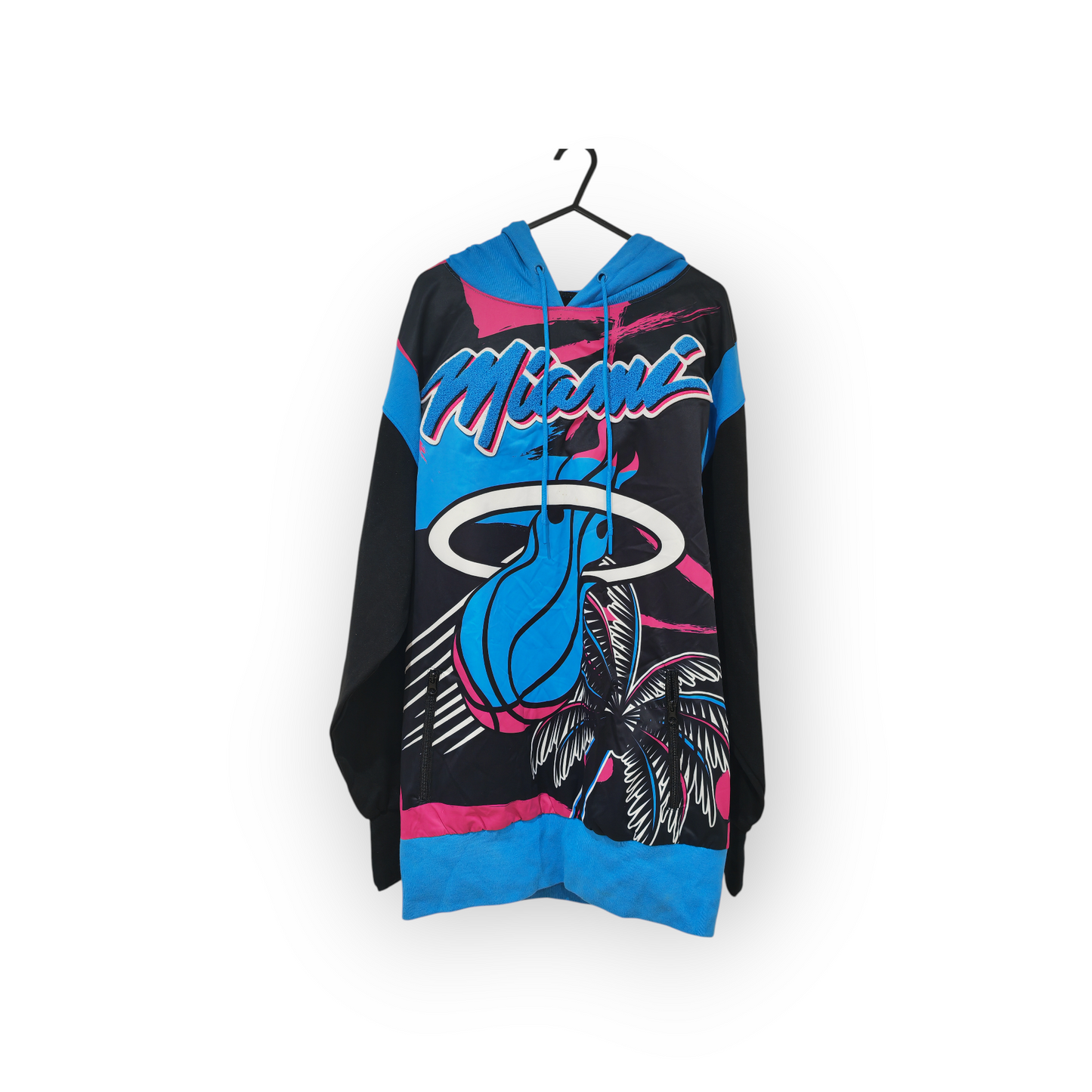 NBA X Black Pyramid Miami Heat Vice Pullover Hoodie, Black/blue/pink, Size Medium