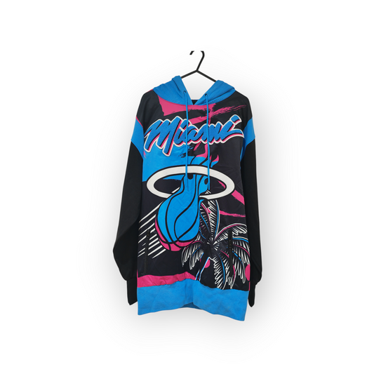 NBA X Black Pyramid Miami Heat Vice Pullover Hoodie, Black/blue/pink, Size Medium