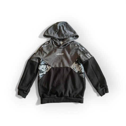 Youth Adidas Pullover Hoodie, Grey/Black, Size 6-7 Years