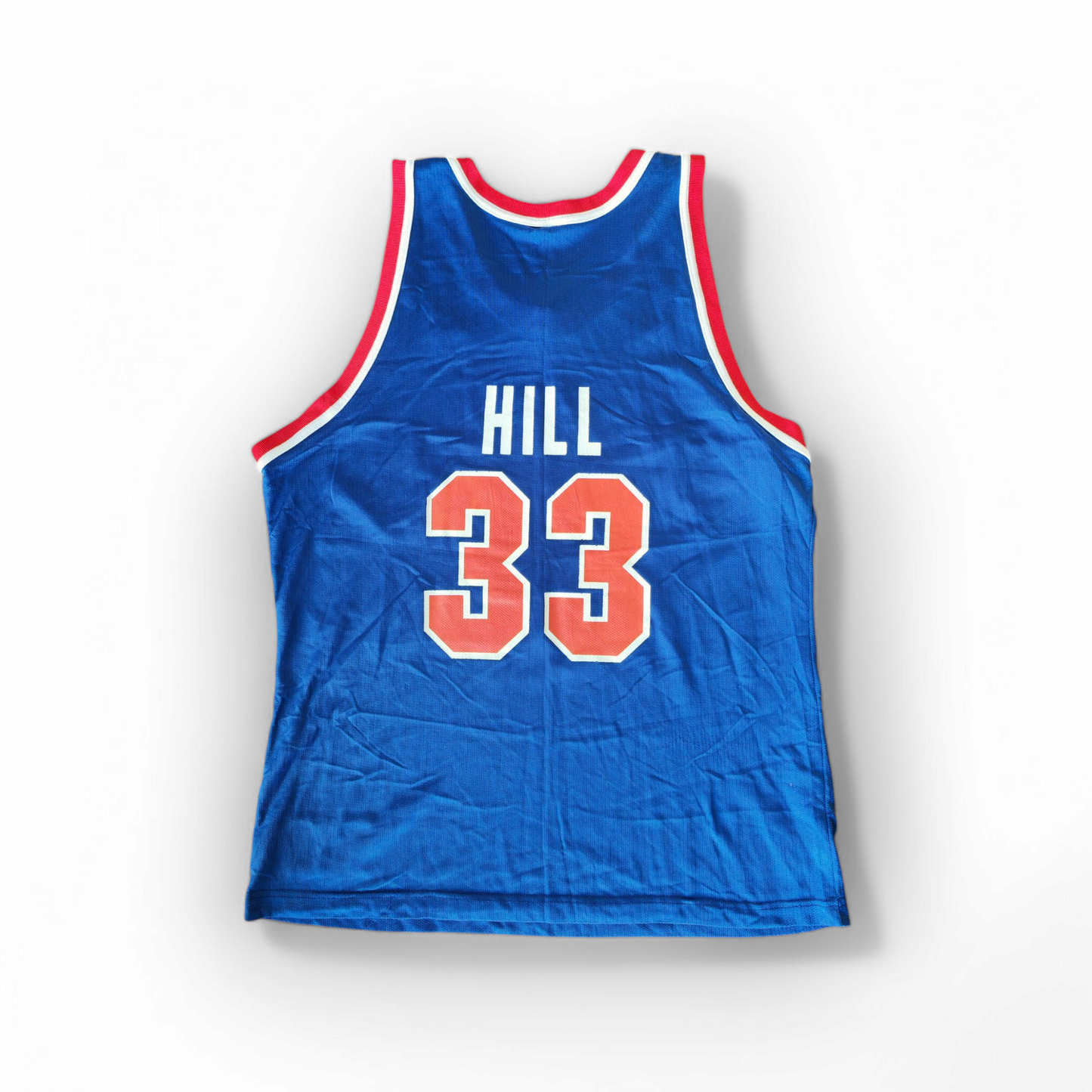 Champion Detroit Pistons NBA Basketball Jersey, #33 Hill, Blue, Size Large