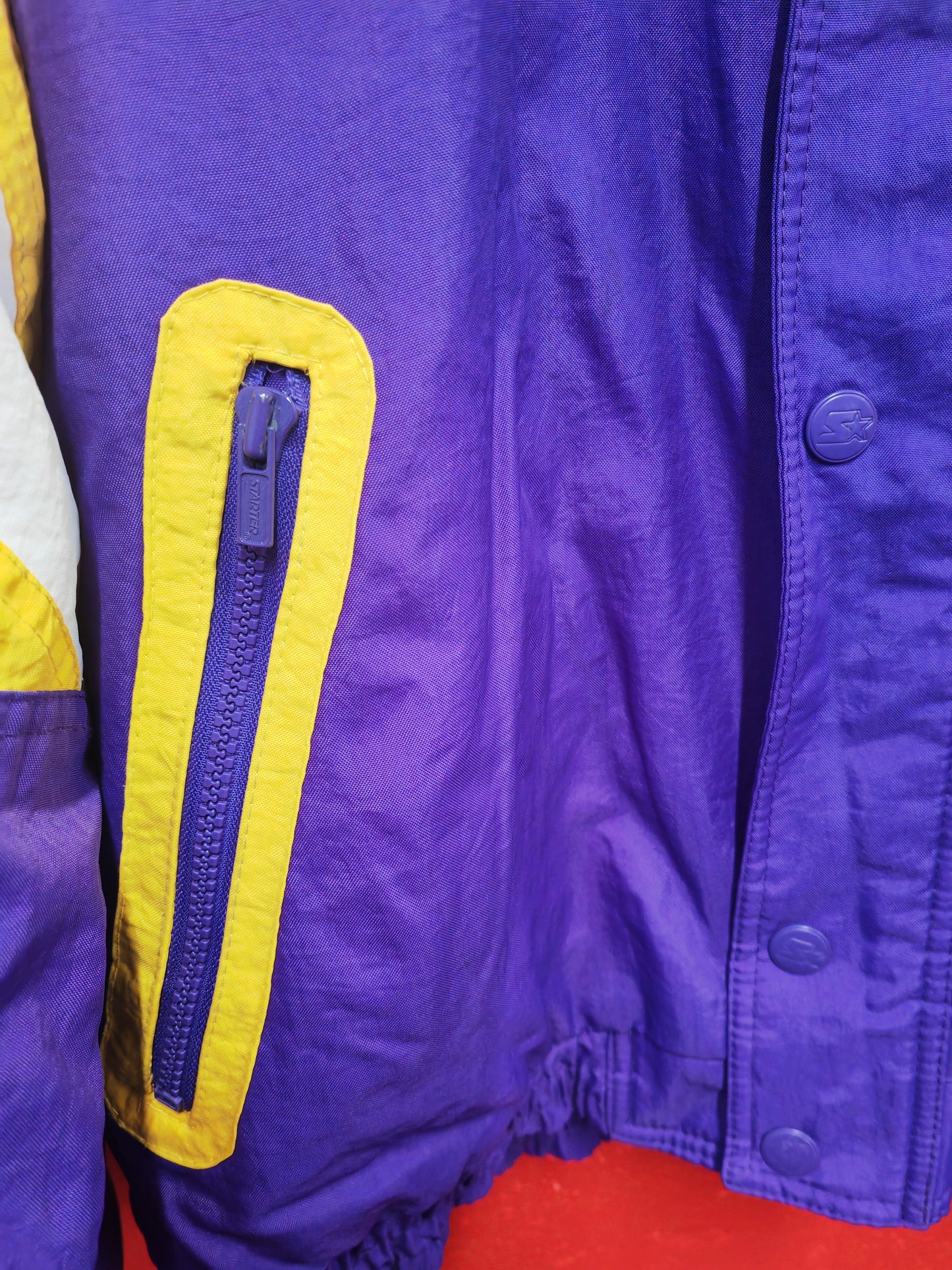 Starter Vintage Utah Jazz NBA Full Zip Jacket, Purple/Yellow, Size Medium