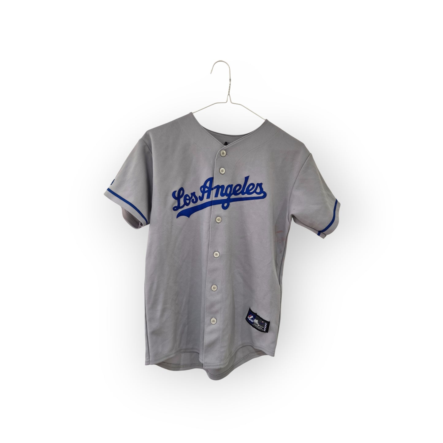 Youth Majestic Los Angeles Dodgers MLB Jersey, #10 Halpern, Grey, Size YM/L
