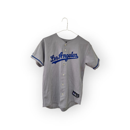 Youth Majestic Los Angeles Dodgers MLB Jersey, #10 Halpern, Grey, Size YM/L