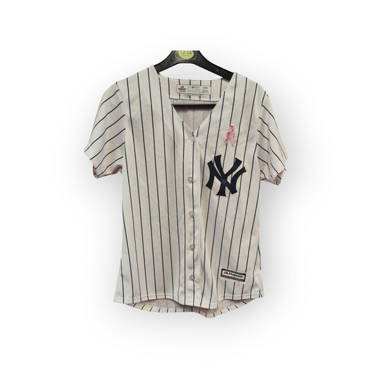 Women's Majestic New York Yankees MLB Jersey With Stand Up To Cancer Patch, Size Medium