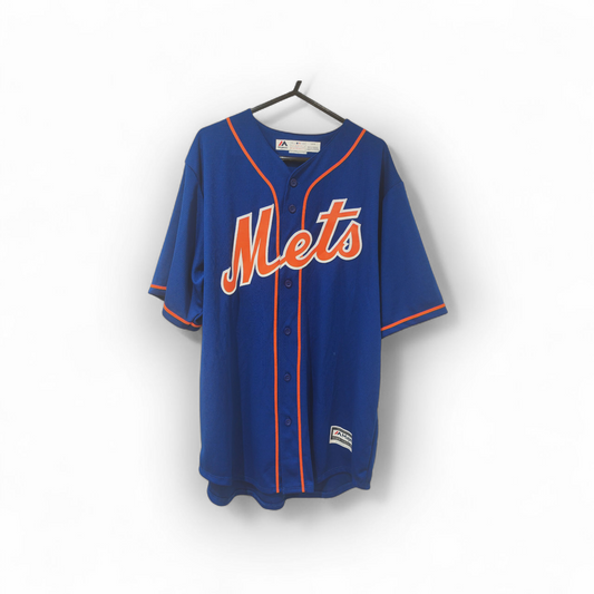 Majestic New York Mets MLB Baseball Jersey, Blue, Size Large