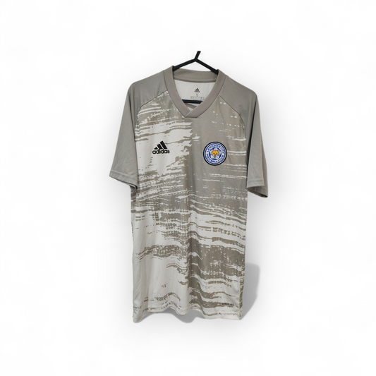 Adidas Leicester City FC Short Sleeve Training Shirt, Grey/White, Size Small