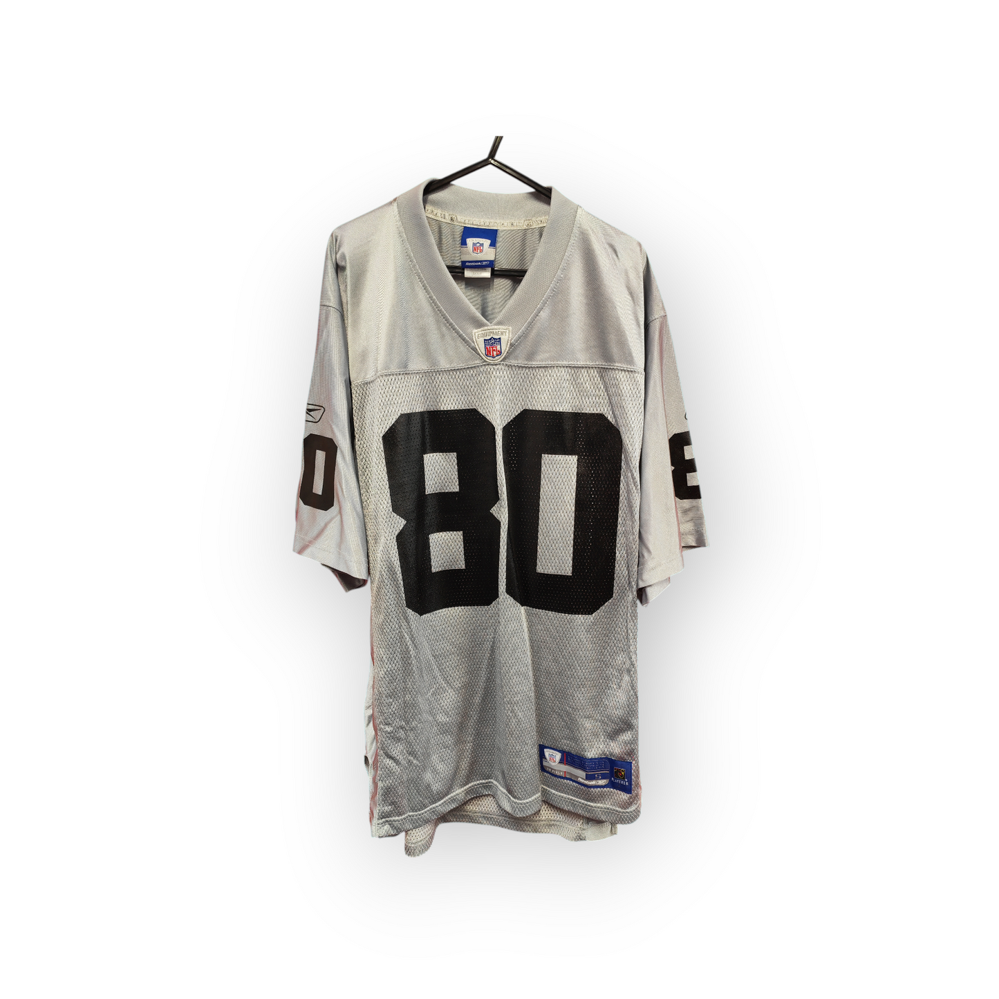Reebok Oakland/Las Vegas Raiders NFL Jersey, #80 Rice, Grey, Size Small